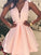 A-Line/Princess Sleeveless V-Neck Short/Mini Dresses Rhianna Satin Homecoming Dresses