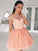 A-Line/Princess Bateau Long Sleeves Short/Mini Applique Armani Homecoming Dresses Chiffon Dresses