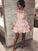 A-Line/Princess Bateau Long Lace Homecoming Dresses Jaslyn Sleeves Beading Short/Mini Dresses