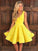 A-Line/Princess Sleeveless Straps Ruffles Homecoming Dresses Satin Alisson Short/Mini Dresses