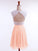 A-Line/Princess Jewel Sleeveless Short/Mini Dresses Chiffon Homecoming Dresses Lace Janiyah
