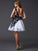 A-Line/Princess Abbie Homecoming Dresses Lace One-Shoulder Sleeveless Short Organza