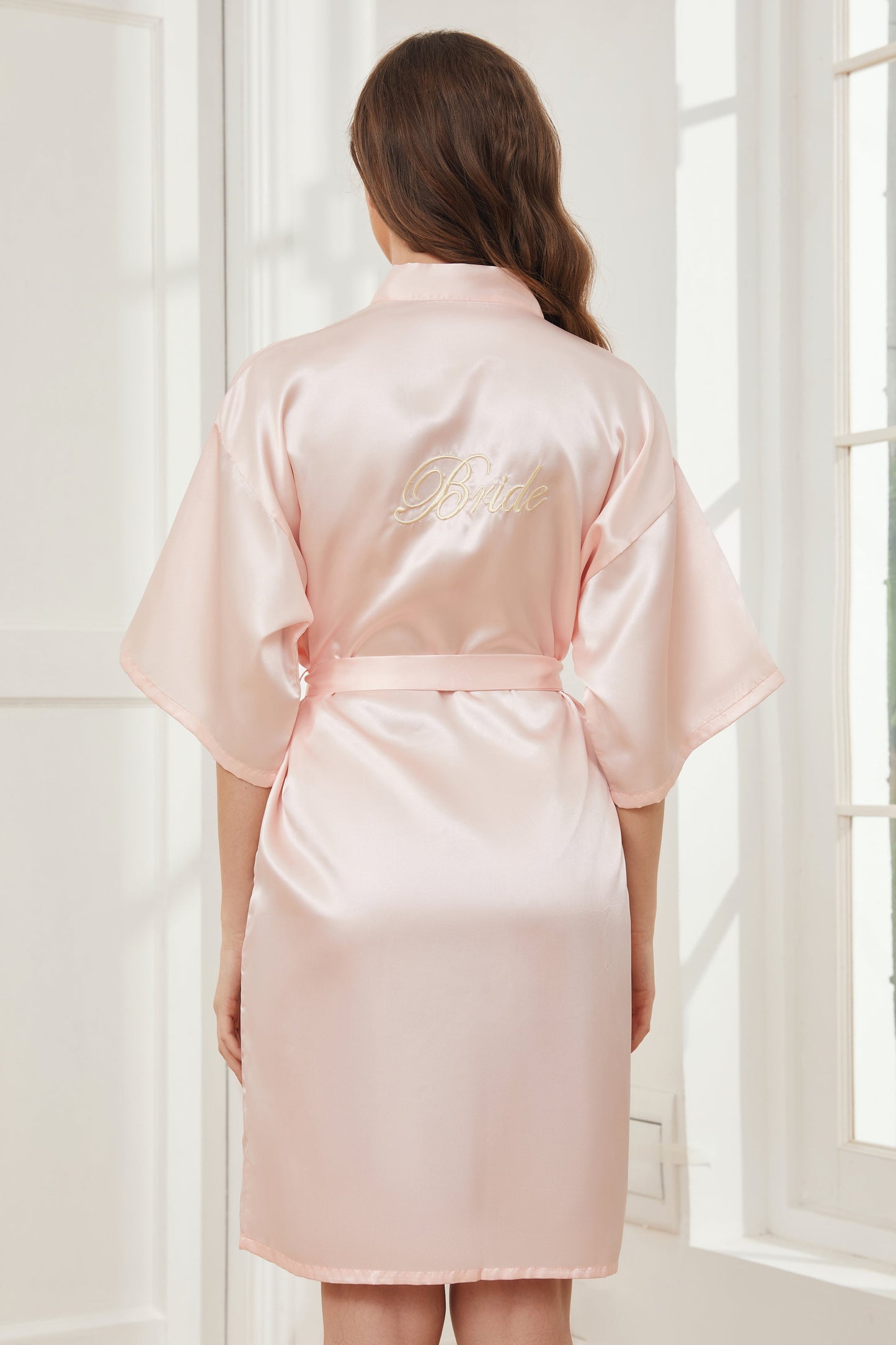 Ready Satin Blushing Pink Robe for Bride